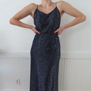 Lilly Pulitzer Navy Metallic Evening Floor Length Gown